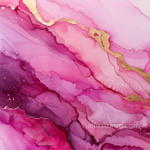 Alcohol Ink PBR Texture with Pink and Gold Fluid Waves seamless Alcohol ink PBR texture