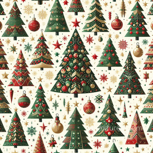 All Christmas Digital paper Texture of Hand-Painted Christmas Trees and Ornaments seamless All Christmas Digital paper PBR texture