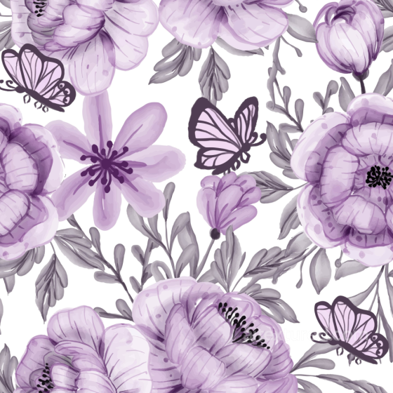 Purple Flower Pattern Texture with Butterflies and Soft Pastels Purple Flower texture preview