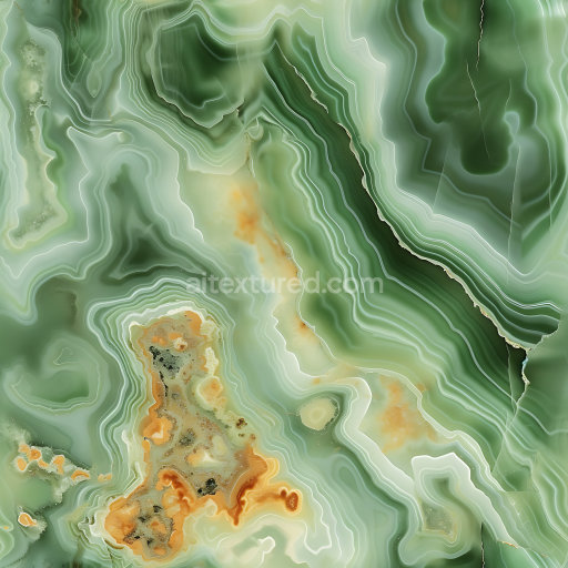 Seamless 3D green onyx marble PBR texture with natural layered veins and polished finish