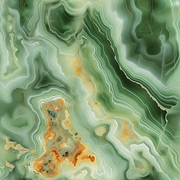 Green Onyx Marble With Natural Layered Veins And Polished Finish seamless PBR texture preview