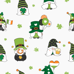 seamless Seamless 3D PBR St Patrick Cartoon Gnome Pattern Texture with Festive Icons texture 8k free download PBR
