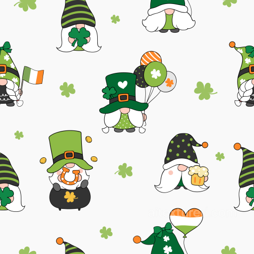 St Patrick Cartoon Gnome Pattern Texture with Festive Icons seamless St patrick PBR texture