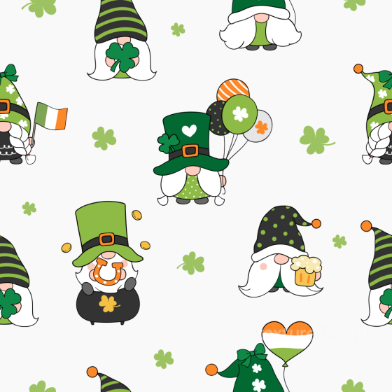 St Patrick Cartoon Gnome Pattern Texture with Festive Icons St patrick texture preview