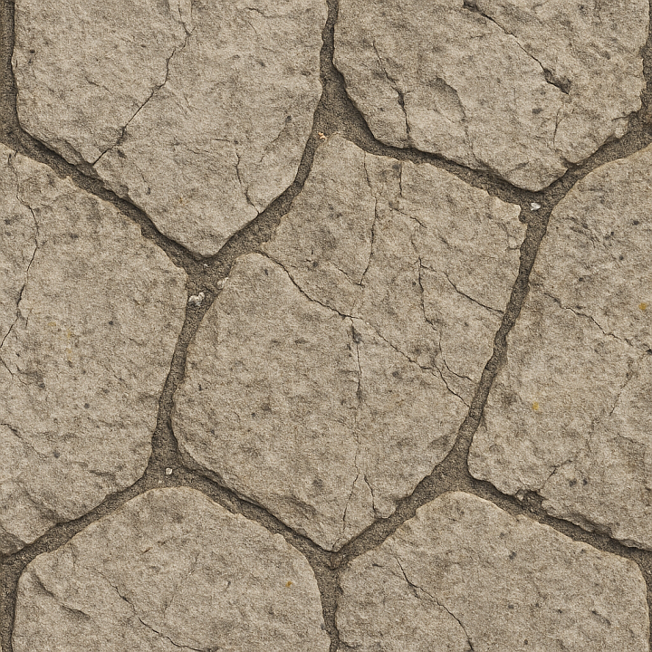 Flagstone Rough Pavement With Dark Grout And Stone Erosion Effects Asph… seamless PBR texture preview