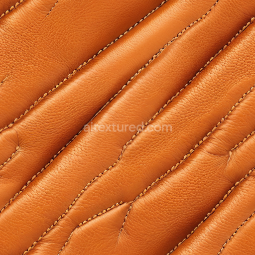 Seamless 3D Quilted Grain Brown Leather PBR Texture with Detailed Stitching