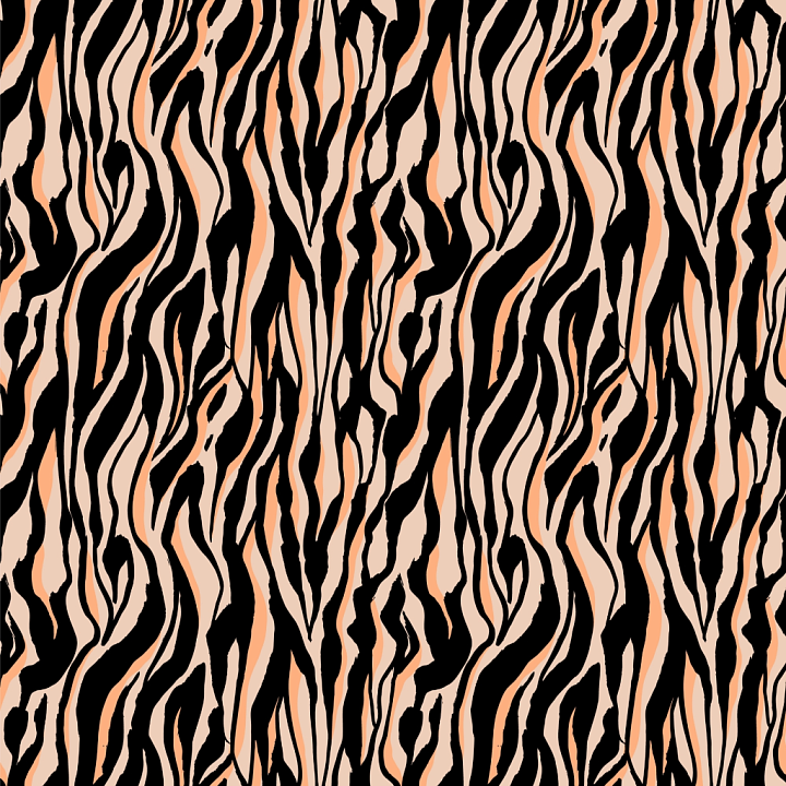 Leopard Print Fabric with Black and Peach Stripes seamless PBR texture preview