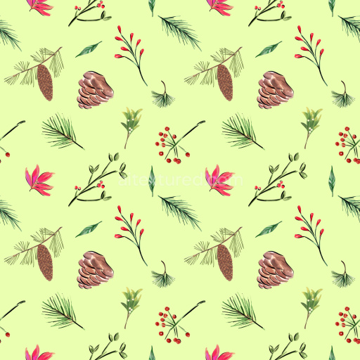 Pattern Bundle - Seamless 3D Pattern PBR Texture Featuring Hand-Painted Christmas Botanicals texture preview