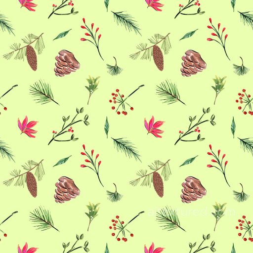 Pattern PBR Texture Featuring Hand-Painted Christmas Botanicals seamless Pattern Bundle PBR texture