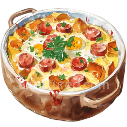 seamless Breakfast Casserole with Sausage and Eggs Watercolor Illustration texture 8k free download PBR