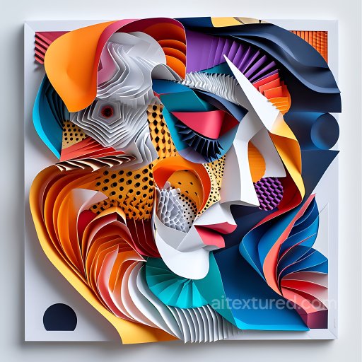 Seamless 3D PBR Texture Featuring Vibrant Layered Animal-Inspired Patterns and Origami St… texture preview