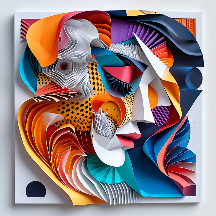 Featuring Vibrant Layered Animal-Inspired Patterns and Origami Style seamless PBR texture preview