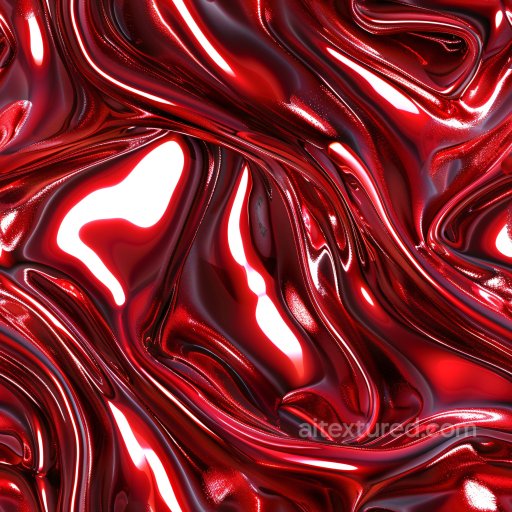 Seamless 3D PBR Red Glossy Fluid Surface Texture with Dynamic Reflections texture preview