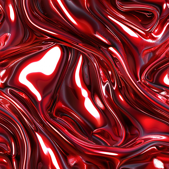 Red Glossy Fluid Surface with Dynamic Reflections seamless PBR texture preview