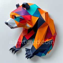 seamless Seamless 3D PBR Texture Featuring Origami-Inspired Beaver in Bold Multicolor texture 8k free download PBR