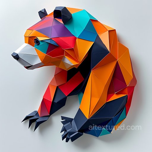 Animal - Seamless 3D PBR Texture Featuring Origami-Inspired Beaver in Bold Multicolor texture preview