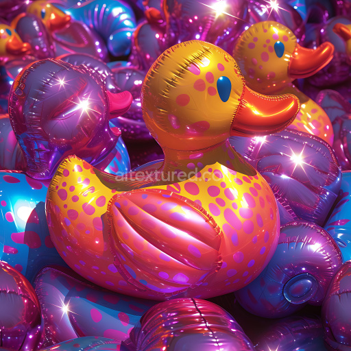 Seamless 3D Inflated Vinyl Texture with Cartoon Duck Pattern and Glossy Finish