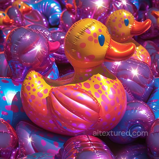 Inflated Rubber Duck Balloon PBR Texture with Vibrant Colored Patterns seamless Inflated PBR texture