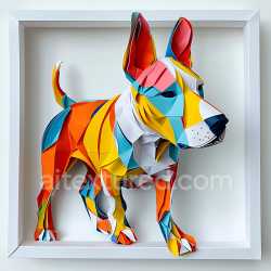 seamless Seamless 3D PBR Texture Featuring Vibrant Origami Bull Terrier Design texture 8k free download PBR