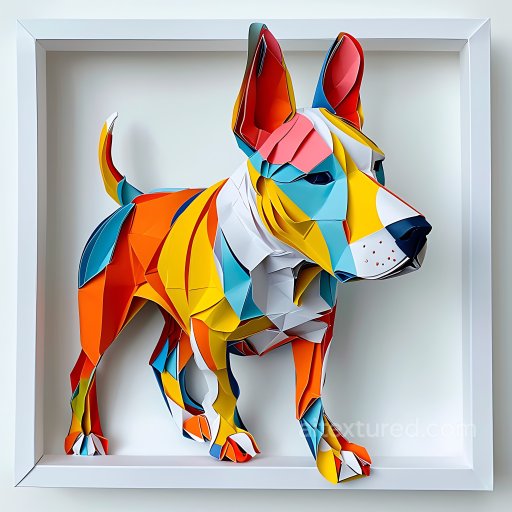 Animal - Seamless 3D PBR Texture Featuring Vibrant Origami Bull Terrier Design texture preview