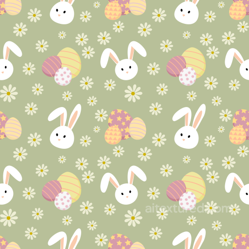 Featuring Cute Easter Bunnies and Decorative Eggs seamless All Easter Digital paper PBR texture