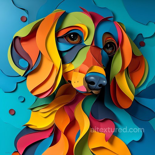 Animal - Seamless 3D PBR Texture Featuring Colorful Origami-Style Dachshund Illustration texture preview