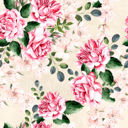 seamless Seamless 3D PBR Texture Featuring Pink Rose Blooms and Delicate Green Leaves texture 8k free download PBR