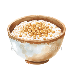 seamless Watercolor Buckwheat Hot Cereal Breakfast Bowl Illustration texture 8k free download PBR