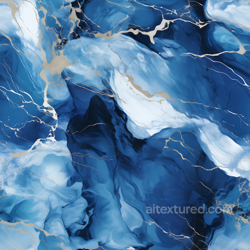 Blue and Silver Marble Texture with Fluid Veins and Polished Finish seamless Marble PBR texture