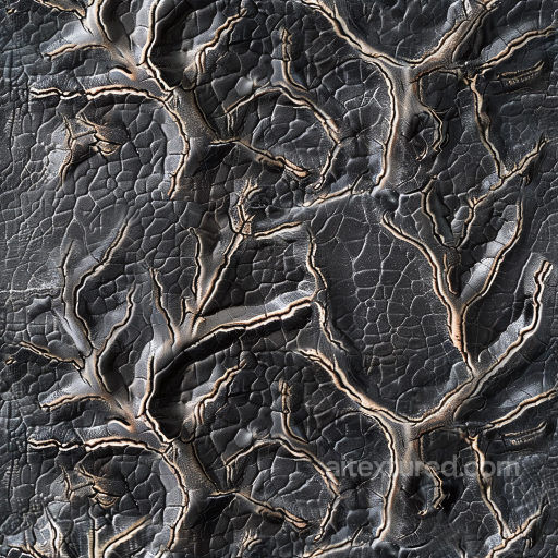 Cracked Black Leather Seamless Texture with Deep Wrinkles and Distressed Finish seamless Leather PBR texture