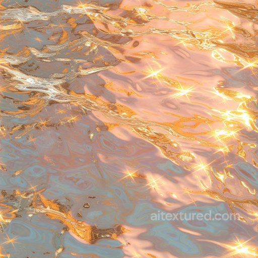 Water PBR Texture Featuring Warm Golden Sunset Reflections and Gentle Ripples seamless Water PBR texture