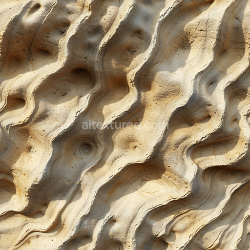 Seamless 3D Weathered Sandstone Rock PBR Texture with Natural Erosion Waves