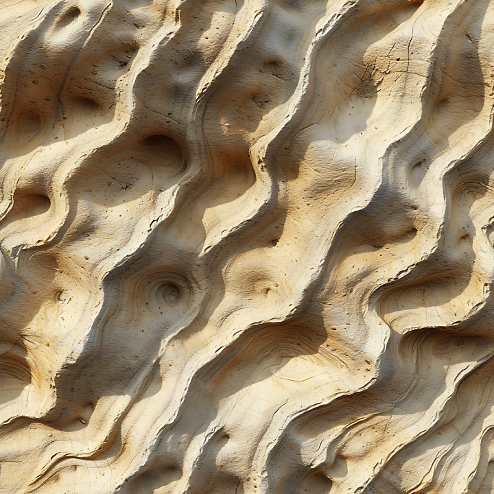 Weathered Sandstone Rock with Natural Erosion Waves seamless PBR texture preview