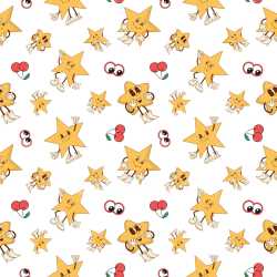 Pattern Bundle - Seamless 3D Pattern PBR Texture with Retro Cartoon Stars, Cherries, and Cheeky Eyes texture preview