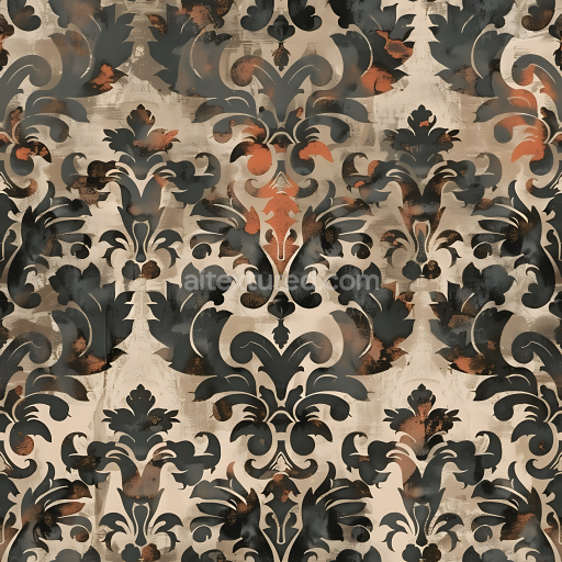 Seamless 3D Stylized Baroque Camouflage PBR Texture with Earthy Tones