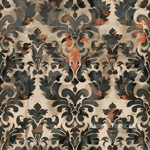Stylized Baroque Camouflage PBR Texture with Earthy Tones seamless Color Camouflage PBR texture