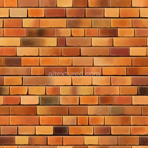 Seamless 3D Cracked Brick Wall PBR Texture with Varied Red and Orange Bricks