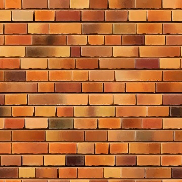 Cracked Brick Wall with Varied Red and Orange Bricks seamless PBR texture preview