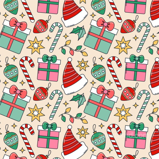 Christmas Pattern Fabric Texture with Festive Icons Christmas Pattern texture preview