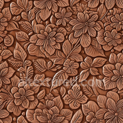 seamless Seamless 3D embossed floral leather PBR texture in warm brown tone texture 8k free download PBR