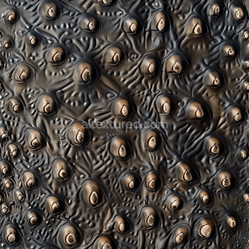 Seamless 3D PBR Texture of Distressed Black Leather with Raised Nodules and Wrinkled Surface