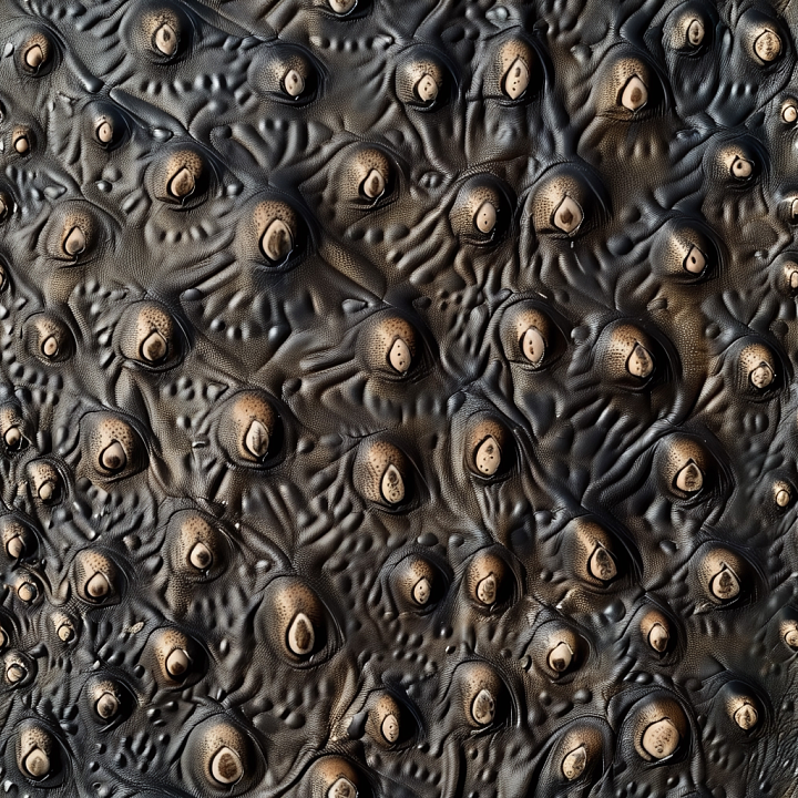 Distressed Black Leather with Raised Nodules and Wrinkled Surface seamless PBR texture preview