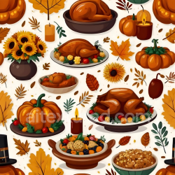 seamless Seamless 3D PBR Texture Featuring Thanksgiving Feast and Autumn Leaves texture 8k free download PBR