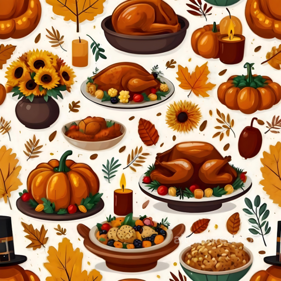 Featuring Thanksgiving Feast and Autumn Leaves Thanksgiving texture preview