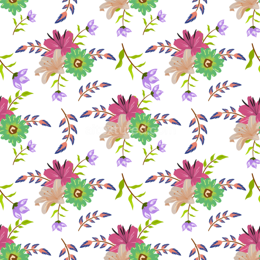 Seamless 3D PBR Floral Texture with Vibrant Multicolor Flowers on White Background