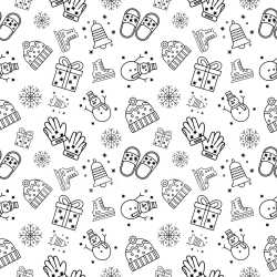 Pattern Bundle - Seamless 3D Pattern PBR Texture Featuring Black Line Art Christmas Icons on White Backgro… texture preview