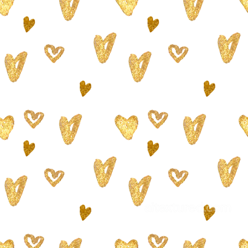 with Gold Glitter Heart Shapes on White seamless White & Gold PBR texture