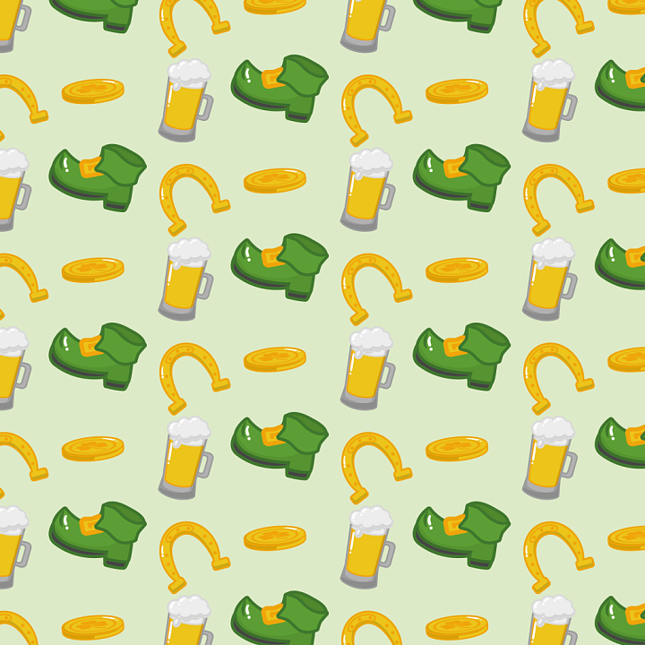 Cartoon Digital Paper with St Patrick Icons Pattern seamless PBR texture preview