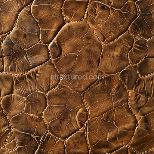 Seamless 3D PBR Texture of Worn Brown Stitched Leather with Natural Grain