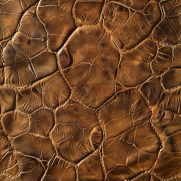 Worn Brown Stitched Leather with Natural Grain seamless PBR texture preview